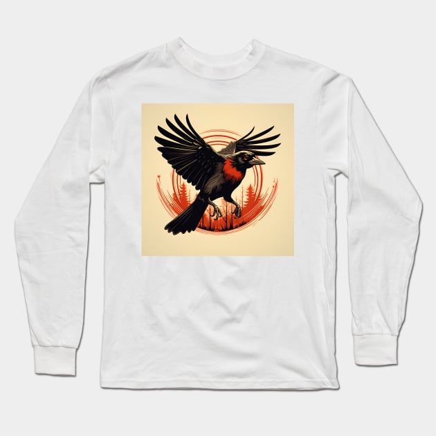 Black bird red logo graphic Long Sleeve T-Shirt by AndyMcBird